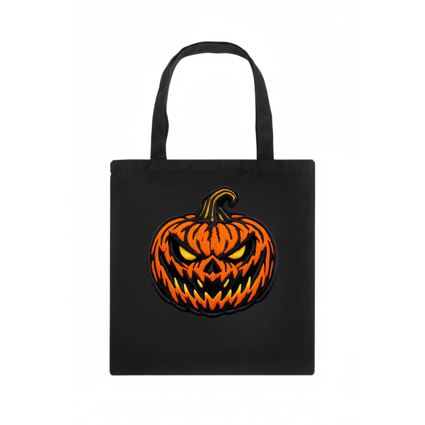 HALLOWEEN PUMPKIN - jack o lantern in orange and black , spooky - Tote Bag - dark