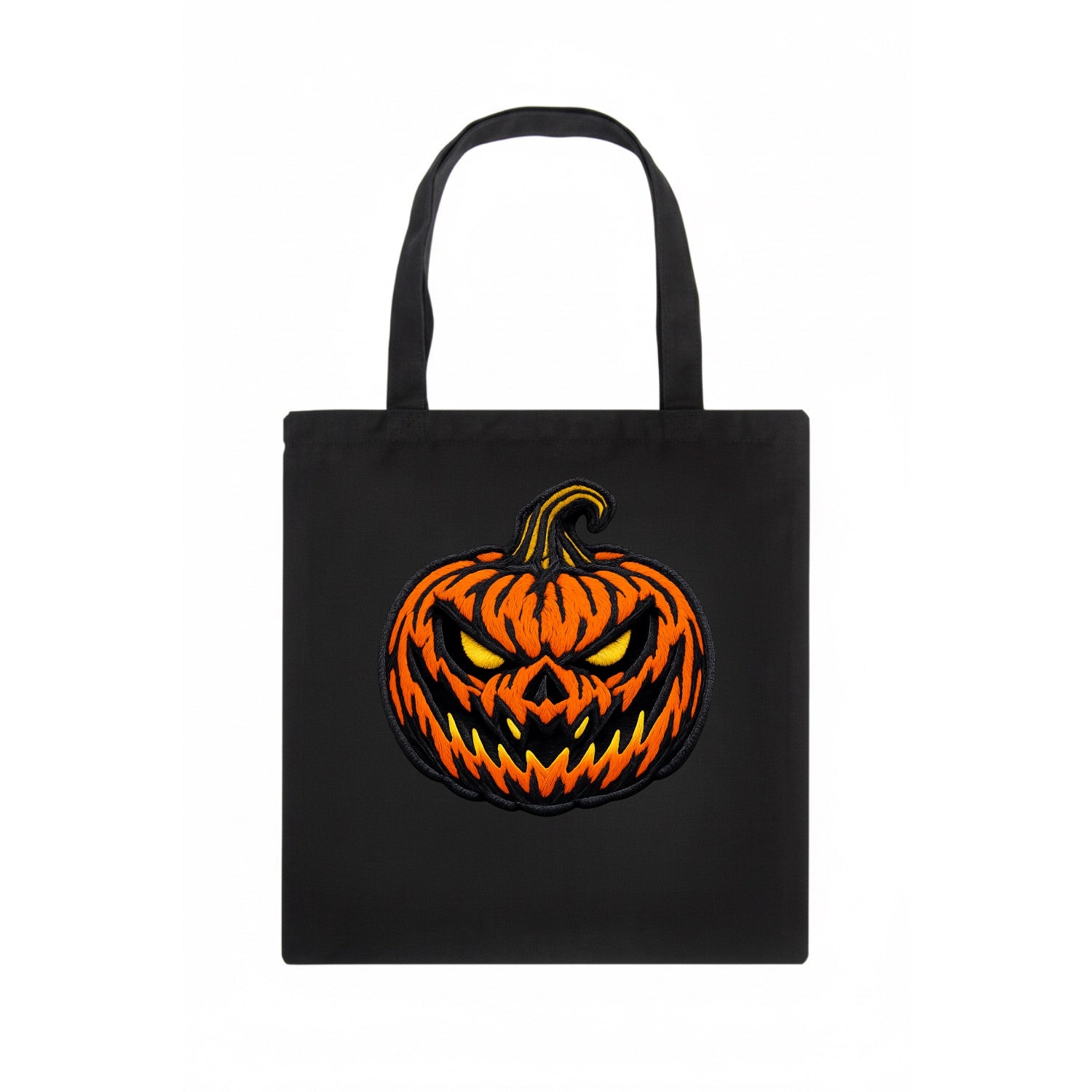 HALLOWEEN PUMPKIN - jack o lantern in orange and black , spooky - Tote Bag - dark
