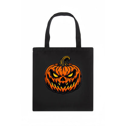 HALLOWEEN PUMPKIN - jack o lantern in orange and black , spooky - Tote Bag - dark