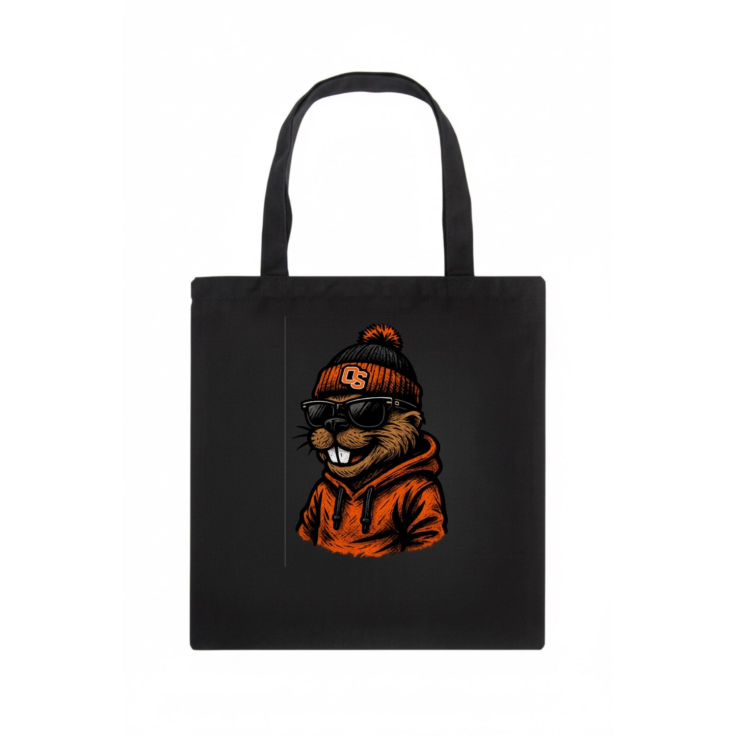 Corvallis Beaver wearing Oregon State beanie with OS patch - Tote Bag - dark