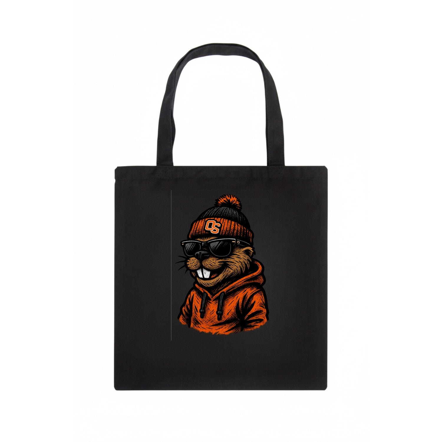 Corvallis Beaver wearing Oregon State beanie with OS patch - Tote Bag - dark