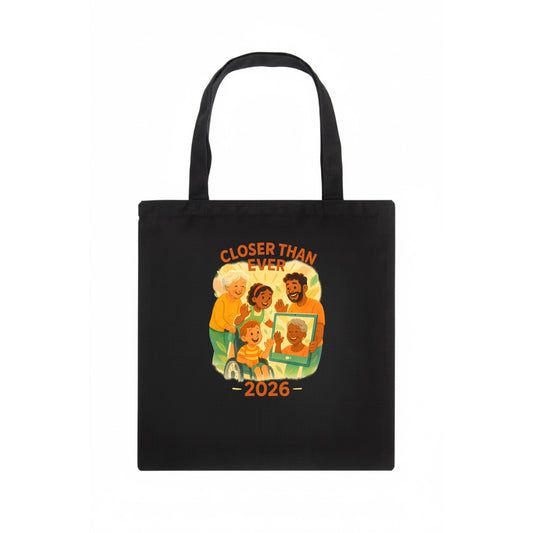 Technology bringing distant families together - "Closer Than Ever" - connection - Tote Bag - dark