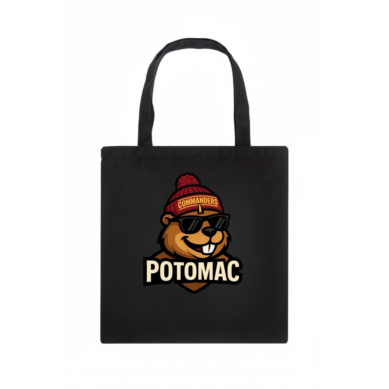 Potomac Beaver wearing Commanders beanie with monument patch and wayfarer sunglasses - Tote Bag - dark