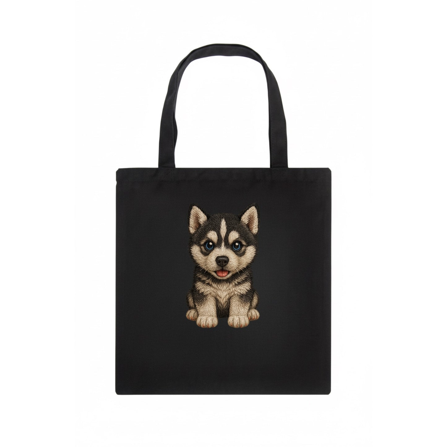 Baby Siberian Husky Puppy - blue or bi-colored eyes, fluffy coat, wolf-like, - Tote Bag - dark
