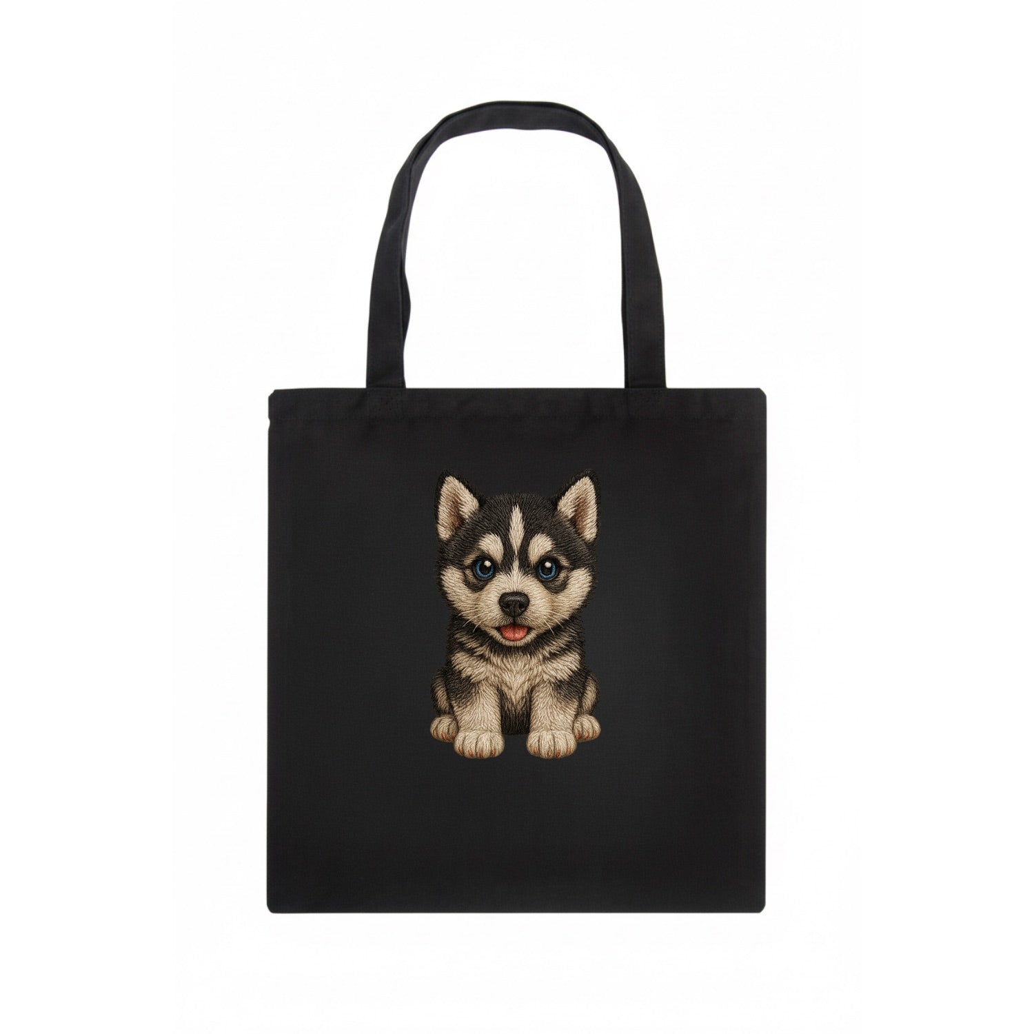 Baby Siberian Husky Puppy - blue or bi-colored eyes, fluffy coat, wolf-like, - Tote Bag - dark