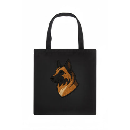 Belgian Tervuren - Fawn with black overlay embroidered design - Tote Bag - dark