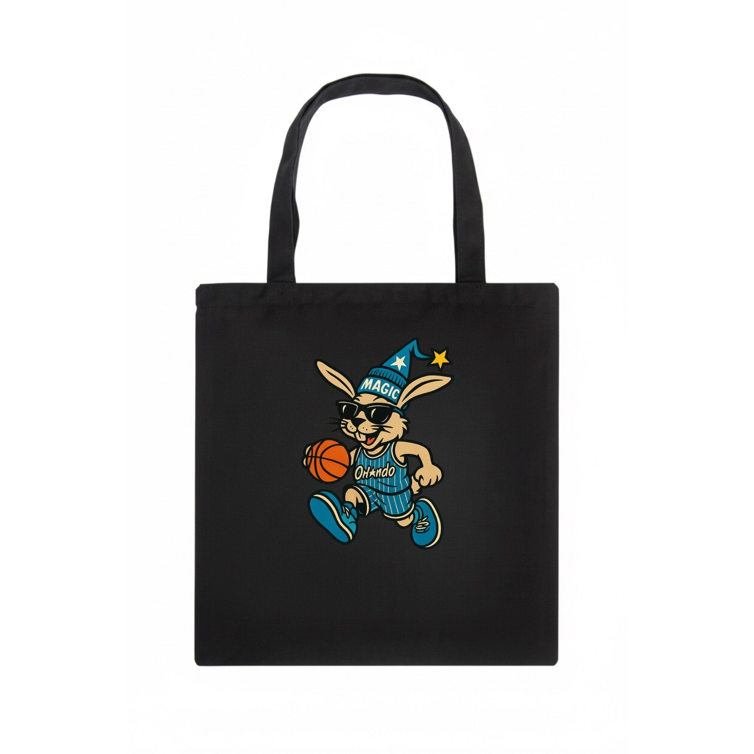 Orlando Rabbit wearing Magic blue and silver beanie with wizard hat and wayfarer - Tote Bag - dark