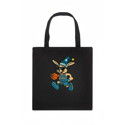 Orlando Rabbit wearing Magic blue and silver beanie with wizard hat and wayfarer - Tote Bag - dark