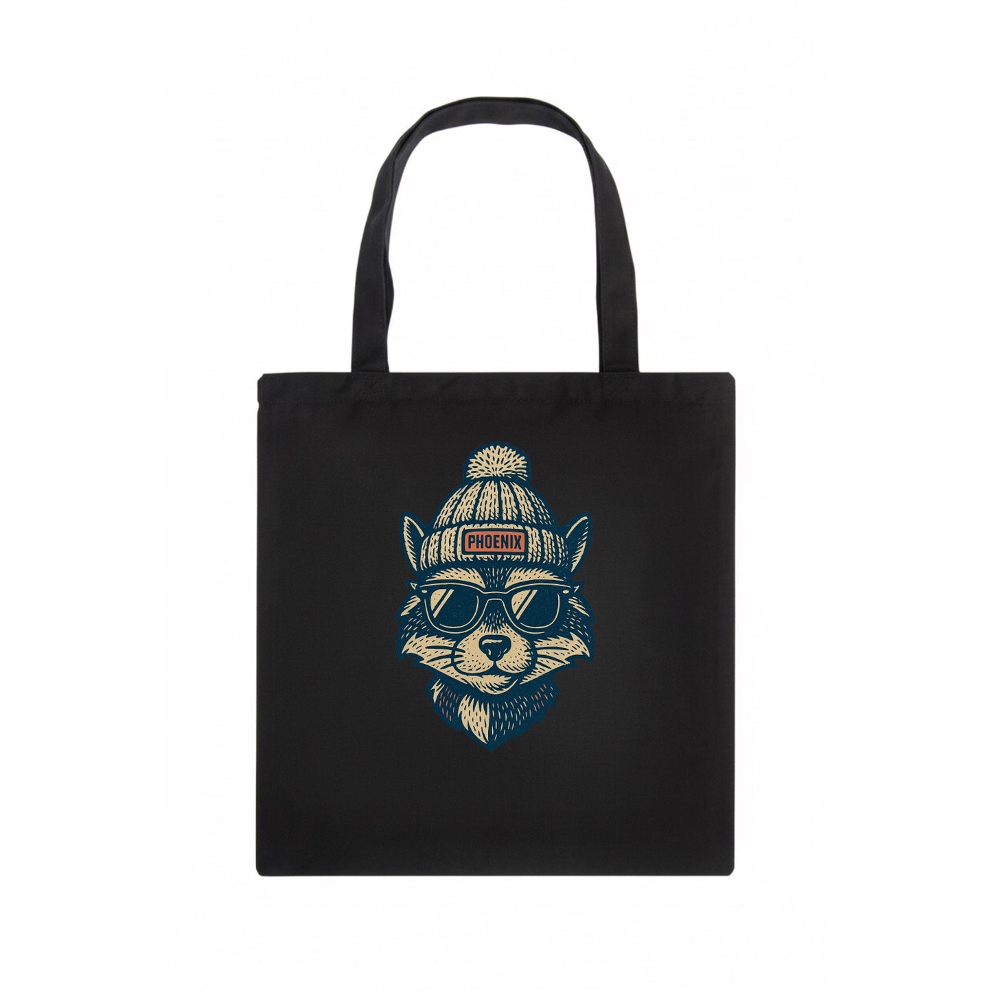 Arizona Ringtail wearing Phoenix beanie with pom pom and wayfarer sunglasses - Tote Bag - dark