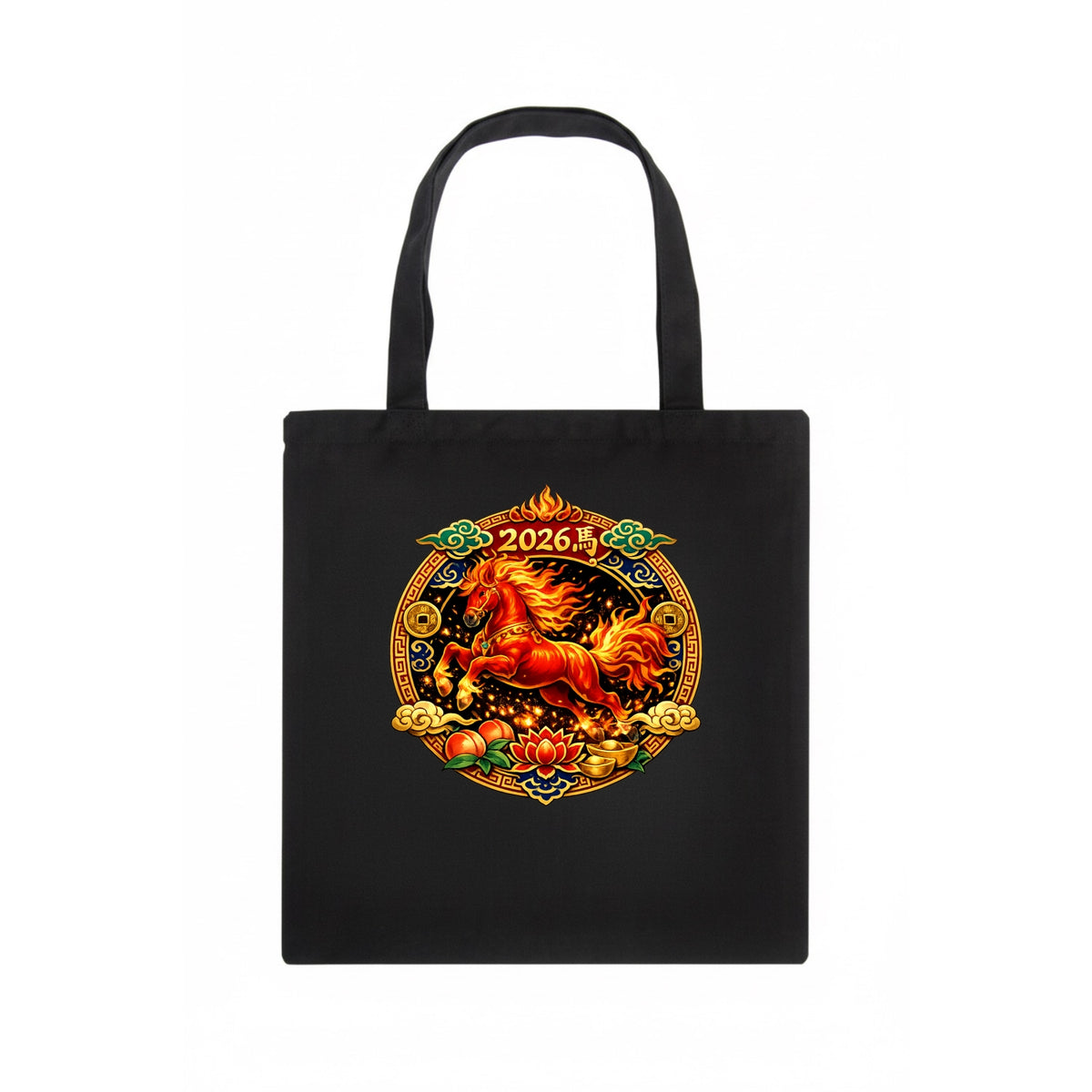 FIRE HORSE | Flaming mane and tail horse | Blazing orange and red colors | Dynamic - Tote Bag - dark