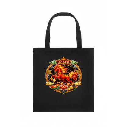 FIRE HORSE | Flaming mane and tail horse | Blazing orange and red colors | Dynamic - Tote Bag - dark
