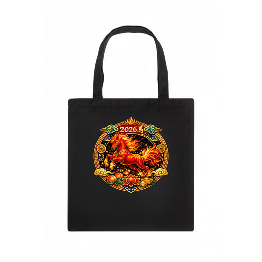 FIRE HORSE | Flaming mane and tail horse | Blazing orange and red colors | Dynamic - Tote Bag - dark