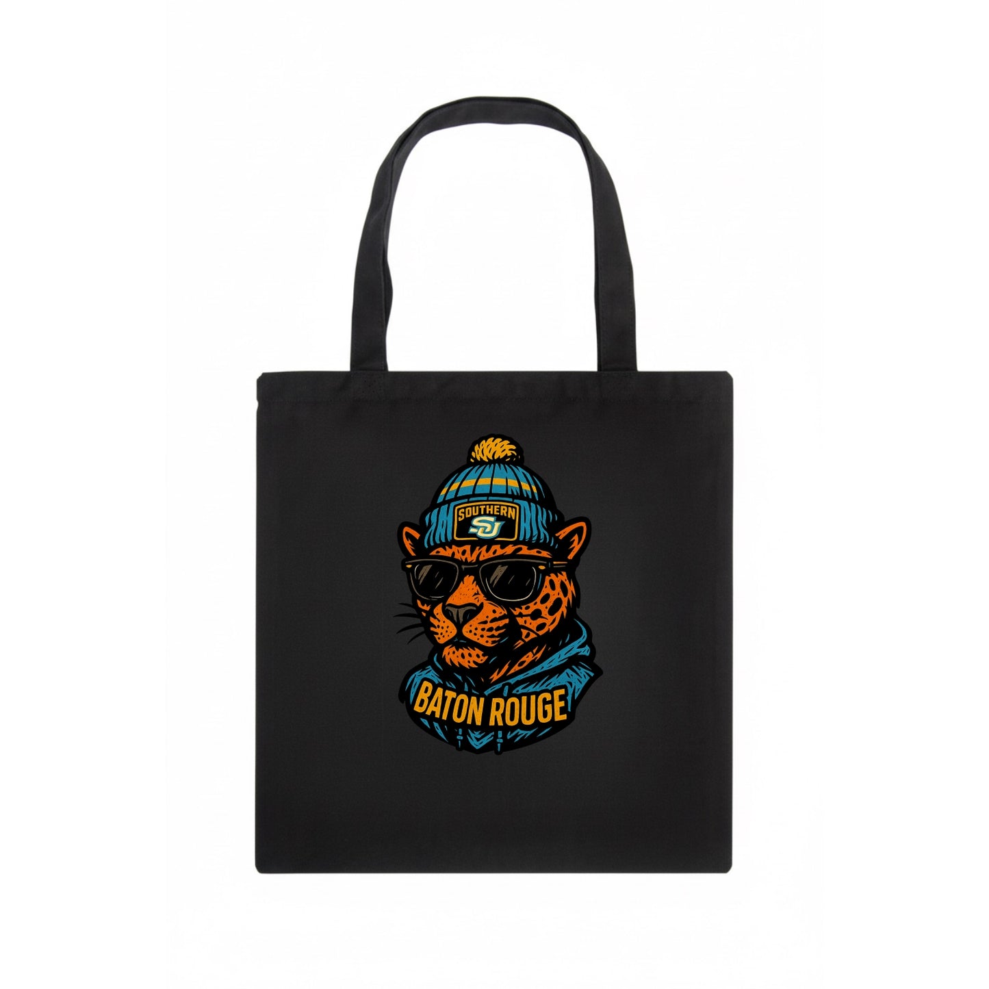 Baton Rouge Jaguar wearing Southern beanie with SU patch - Tote Bag - dark