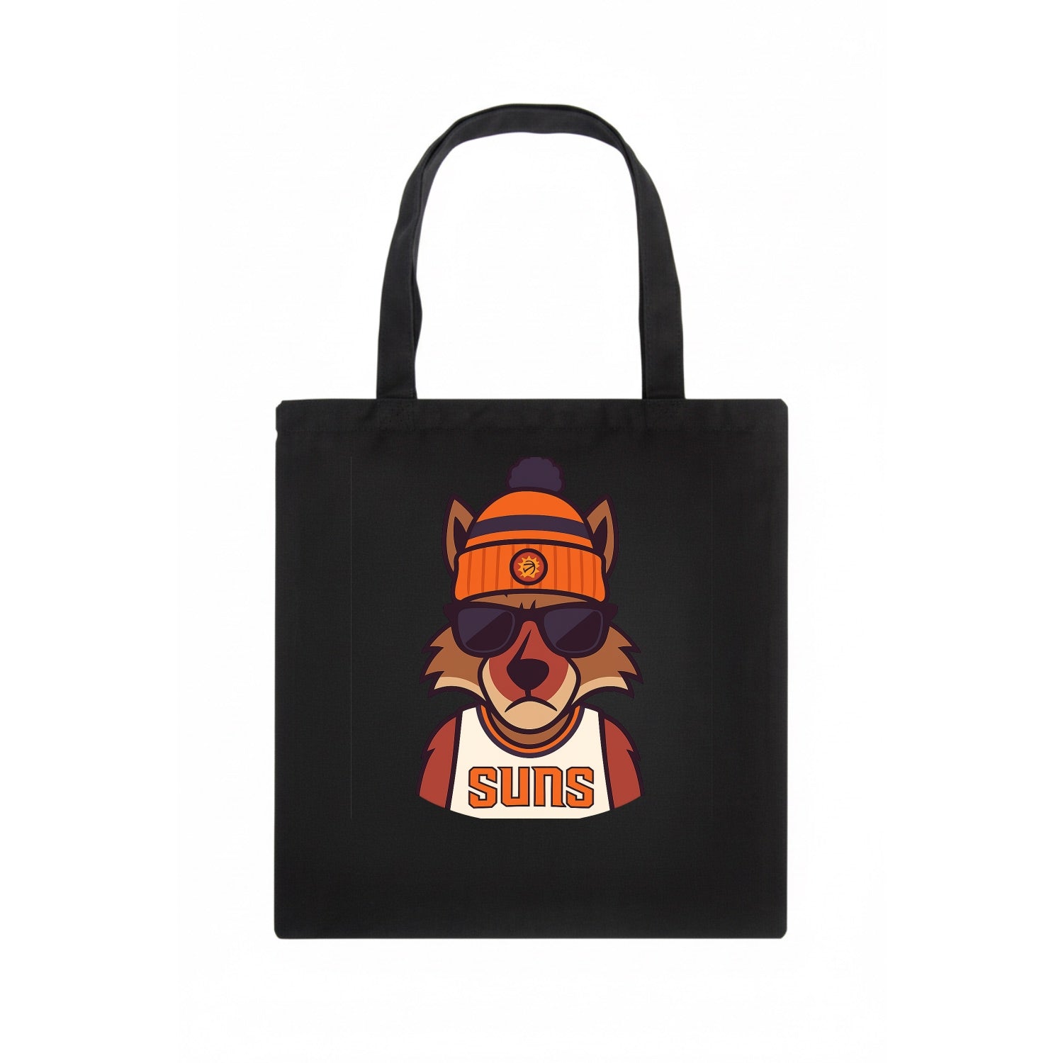 Arizona Coyote wearing Suns beanie with desert sun patch and wayfarer sunglasses - Tote Bag - dark