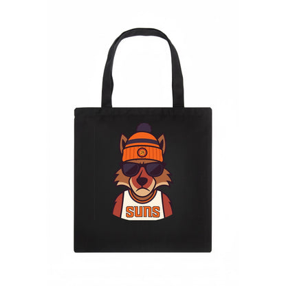 Arizona Coyote wearing Suns beanie with desert sun patch and wayfarer sunglasses - Tote Bag - dark