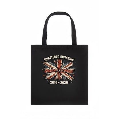 SHATTERED BRITANNIA | Cracked broken Union Jack | Fragmented glass effect | Pieces - Tote Bag - dark