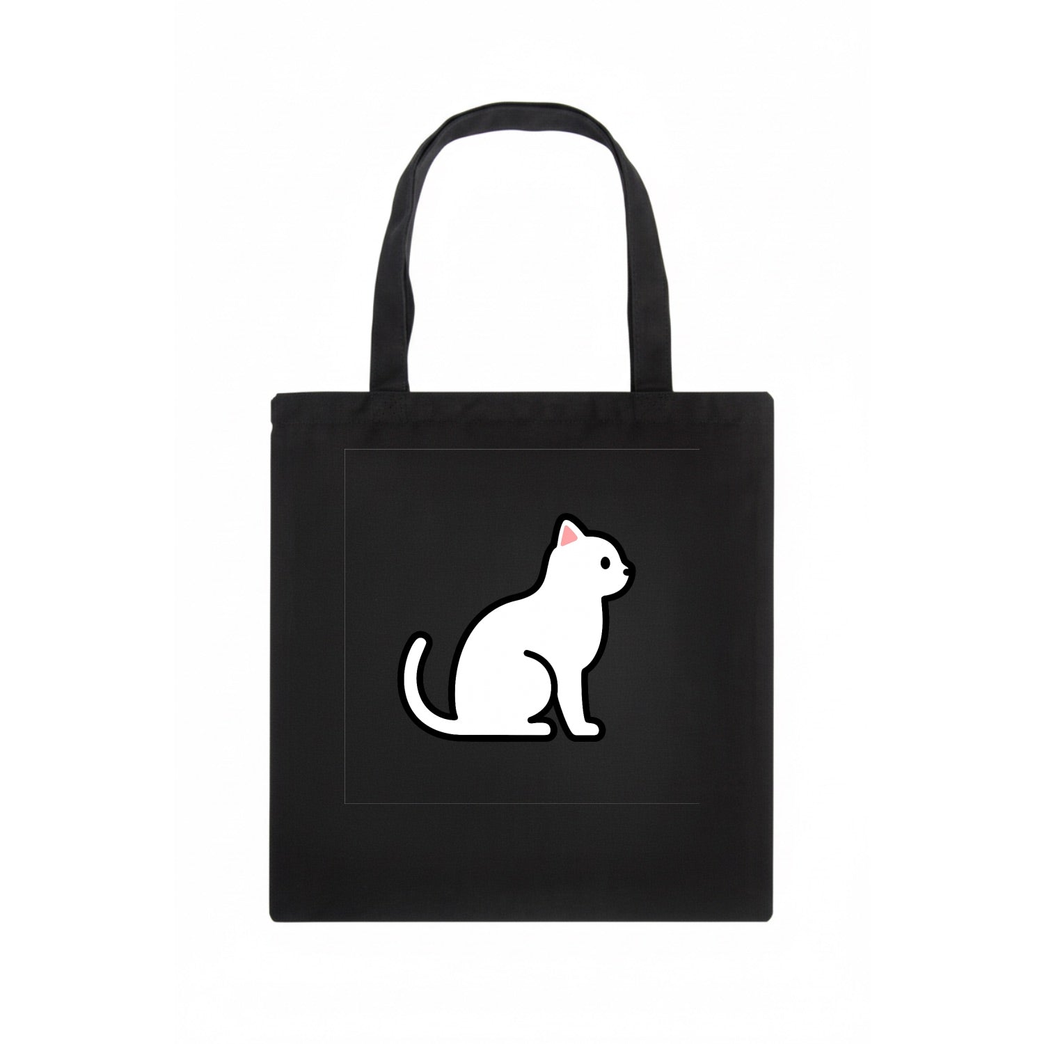 Domestic Shorthair - White classic flat side profile - Tote Bag - dark