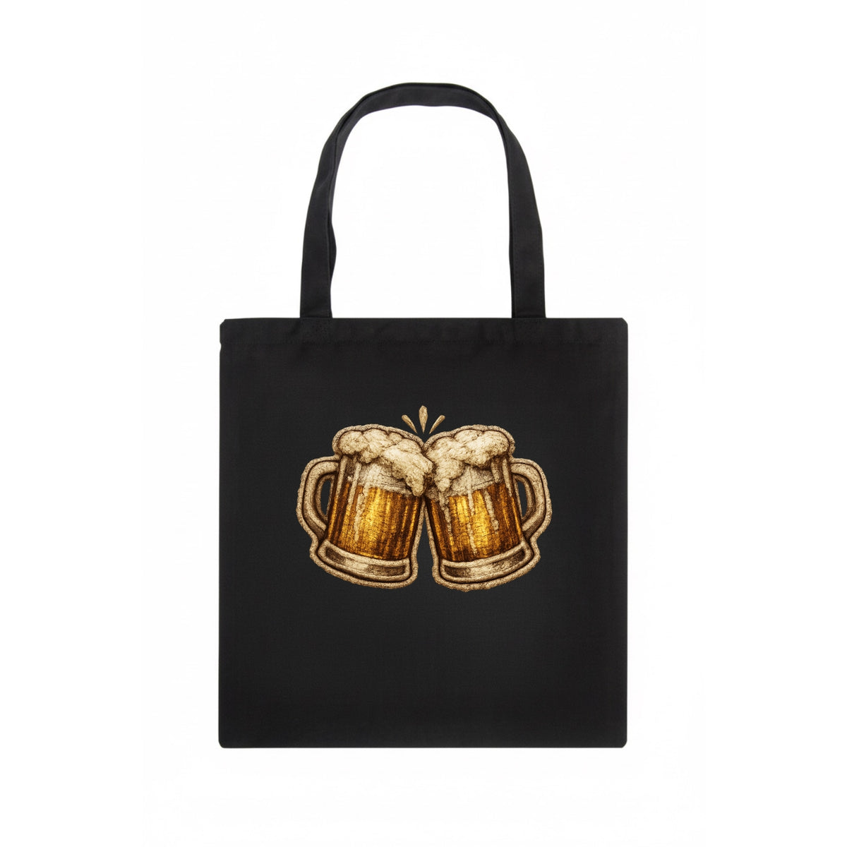 BEER MUG CHEERS - frosty beer stein in gold and amber , brewery - Tote Bag - dark