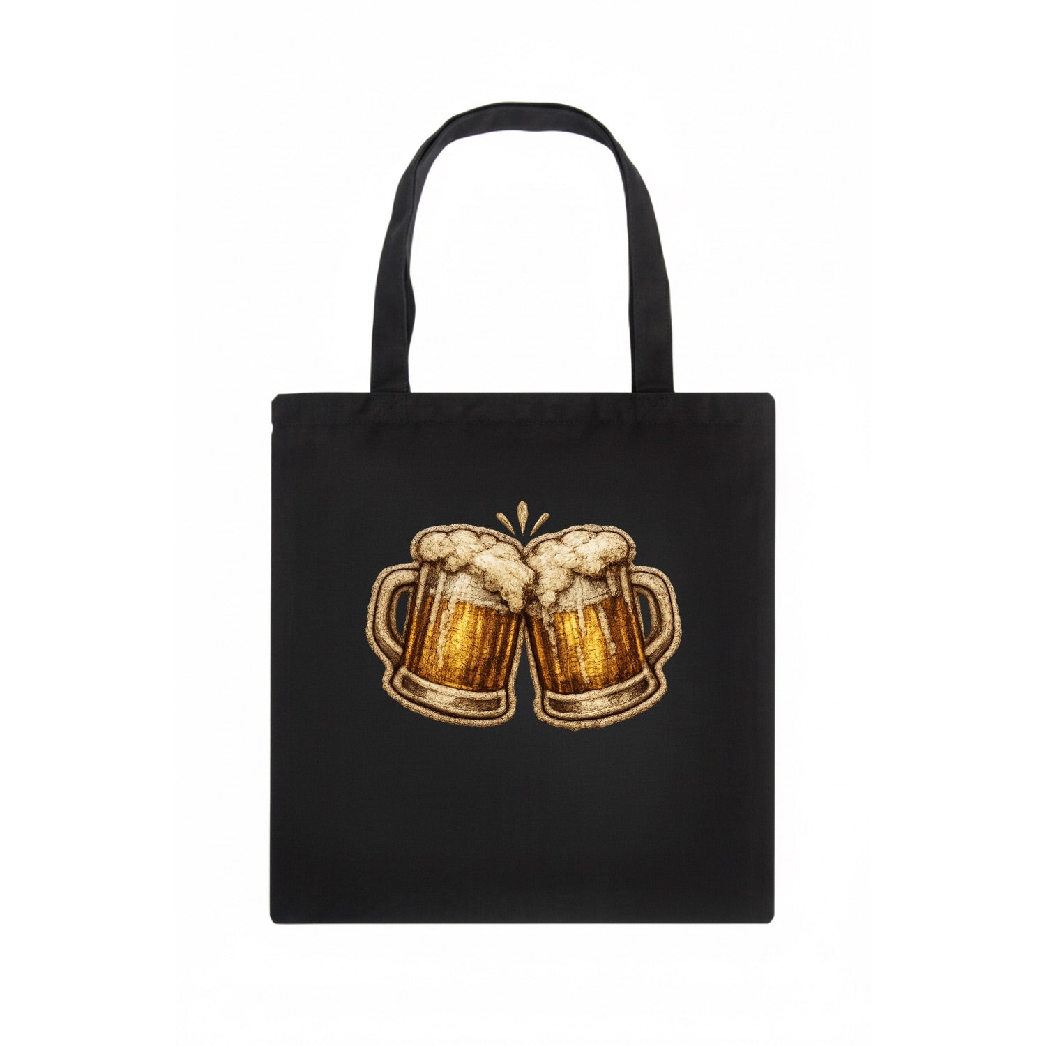 BEER MUG CHEERS - frosty beer stein in gold and amber , brewery - Tote Bag - dark