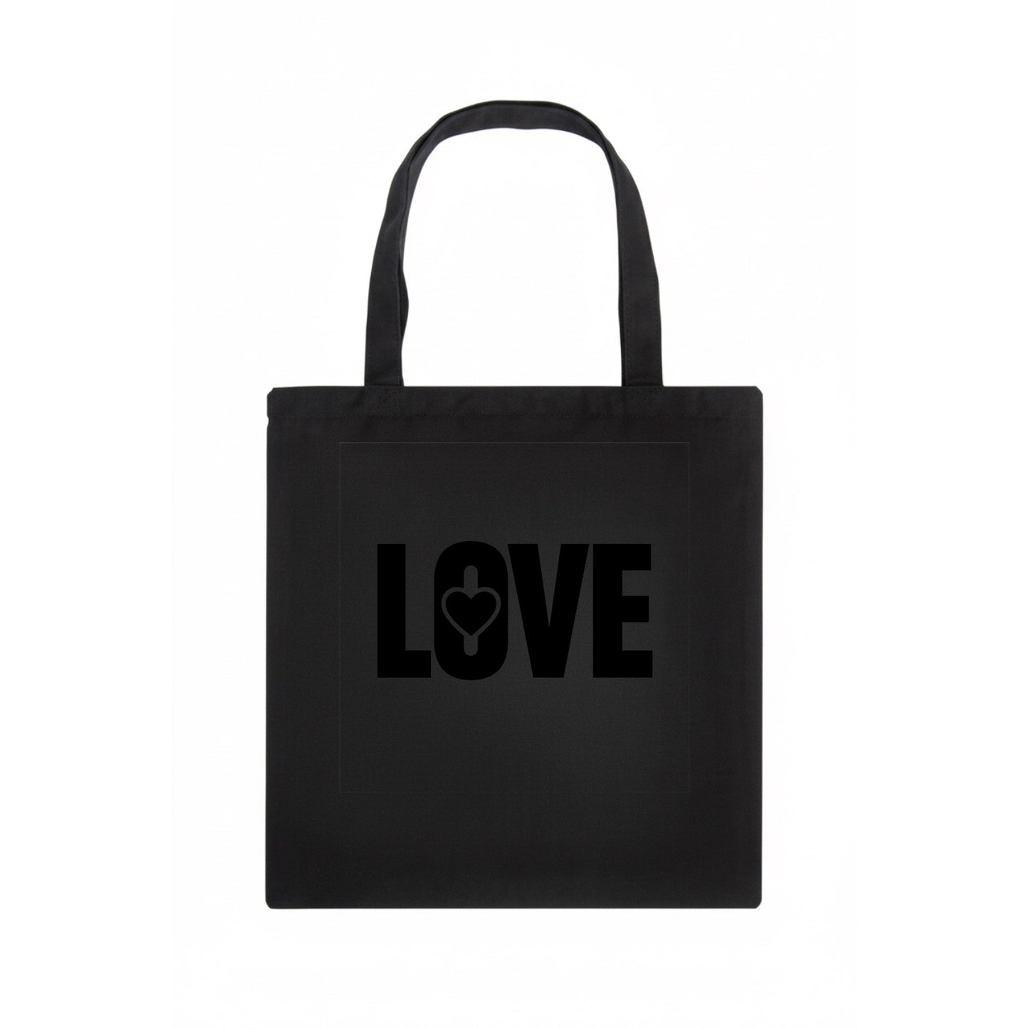 Bold typography design - "LOVE" - universal connection, heart centered - Tote Bag - dark