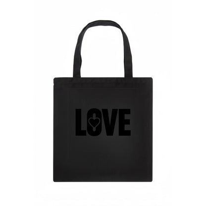 Bold typography design - "LOVE" - universal connection, heart centered - Tote Bag - dark