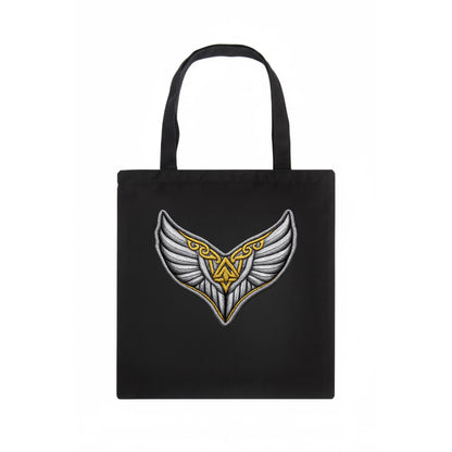 VALKYRIE WINGS - warrior maiden wings in silver and gold , Norse myth - Tote Bag - dark