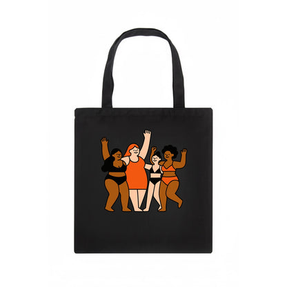 Diverse body types celebrating together - body positivity movement, all bodies are good - Tote Bag - dark