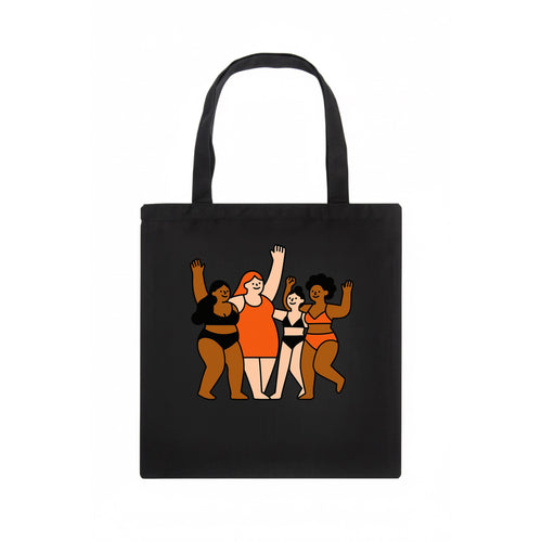 Diverse body types celebrating together - body positivity movement, all bodies are good - Tote Bag