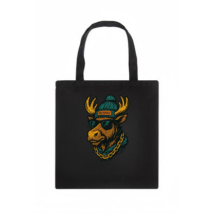 Alaska Moose wearing Anchorage beanie with pom pom and wayfarer sunglasses - Tote Bag - dark