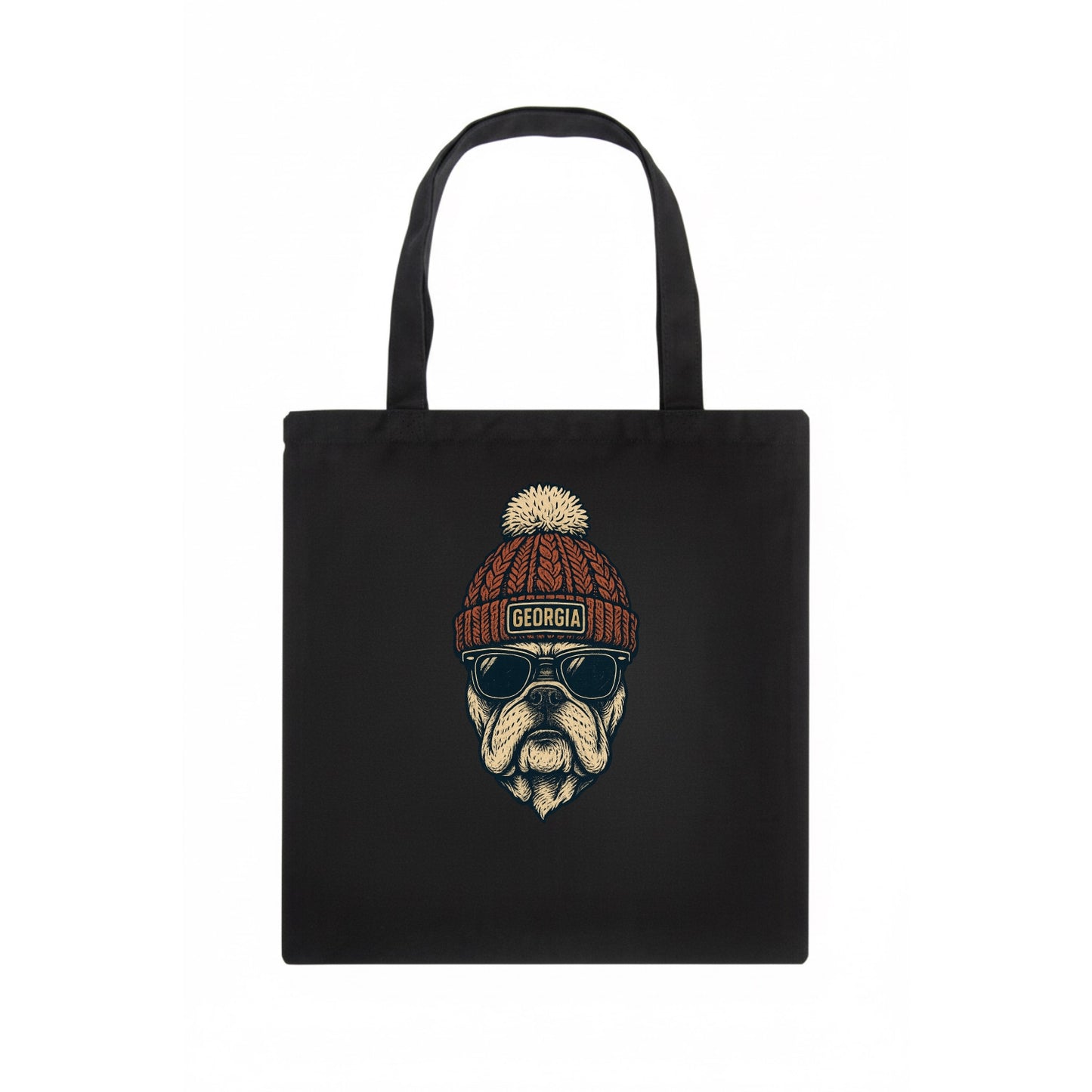 Athens Bulldog wearing Georgia beanie wi - Tote Bag - dark
