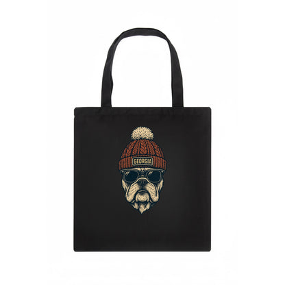 Athens Bulldog wearing Georgia beanie wi - Tote Bag - dark