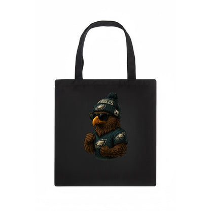 Philly Hawk wearing Eagles beanie with Rocky patch and wayfarer sunglasses - Tote Bag - dark