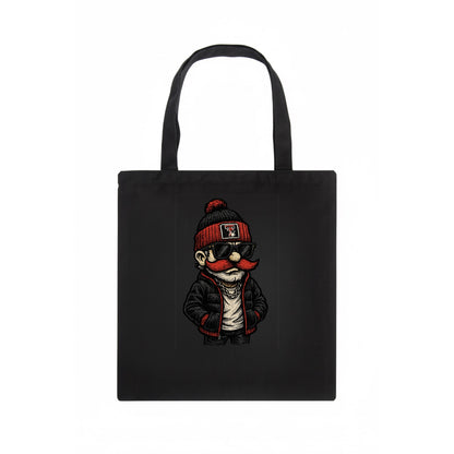 Lubbock Raider wearing Texas Tech beanie with guns up patch - Tote Bag - dark