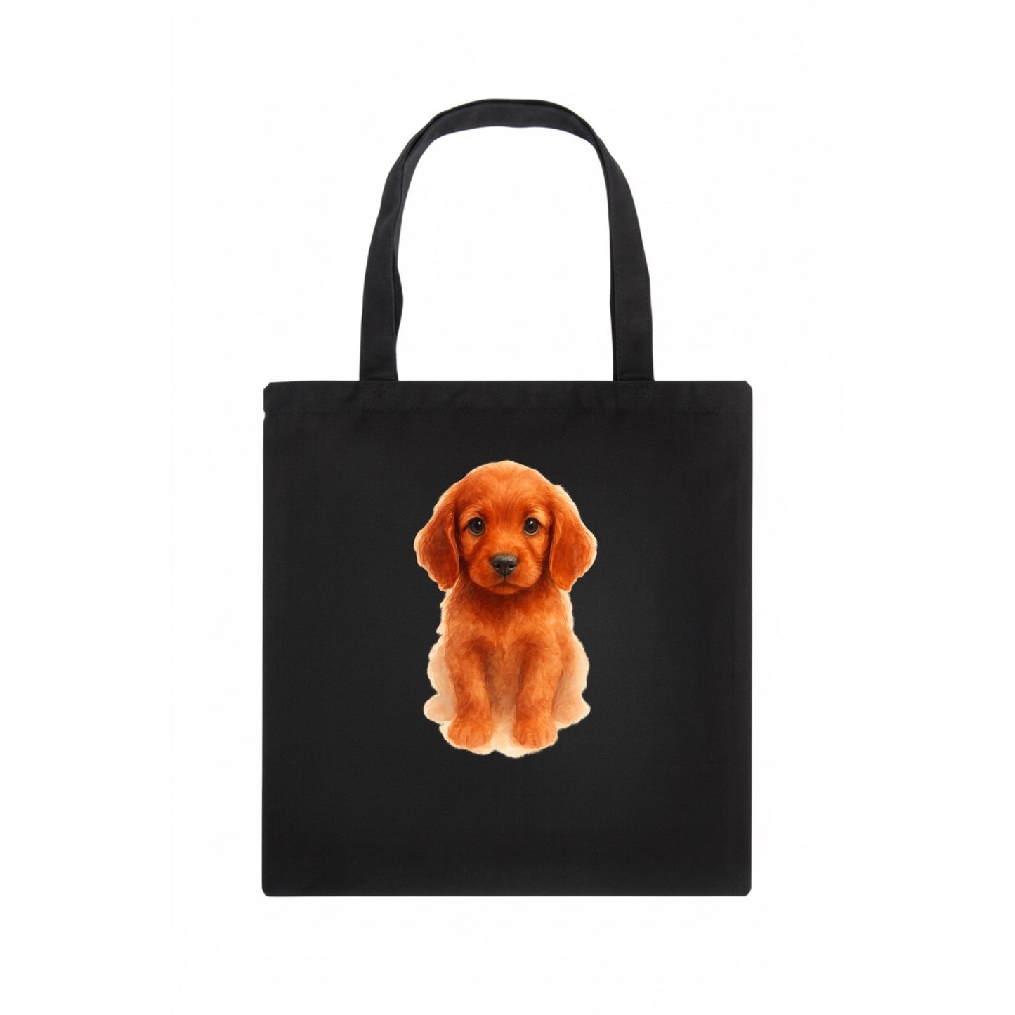 Baby Irish Setter Puppy - mahogany red coat, feathered ears, friendly eyes, - Tote Bag - dark