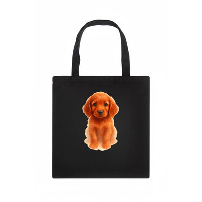 Baby Irish Setter Puppy - mahogany red coat, feathered ears, friendly eyes, - Tote Bag - dark