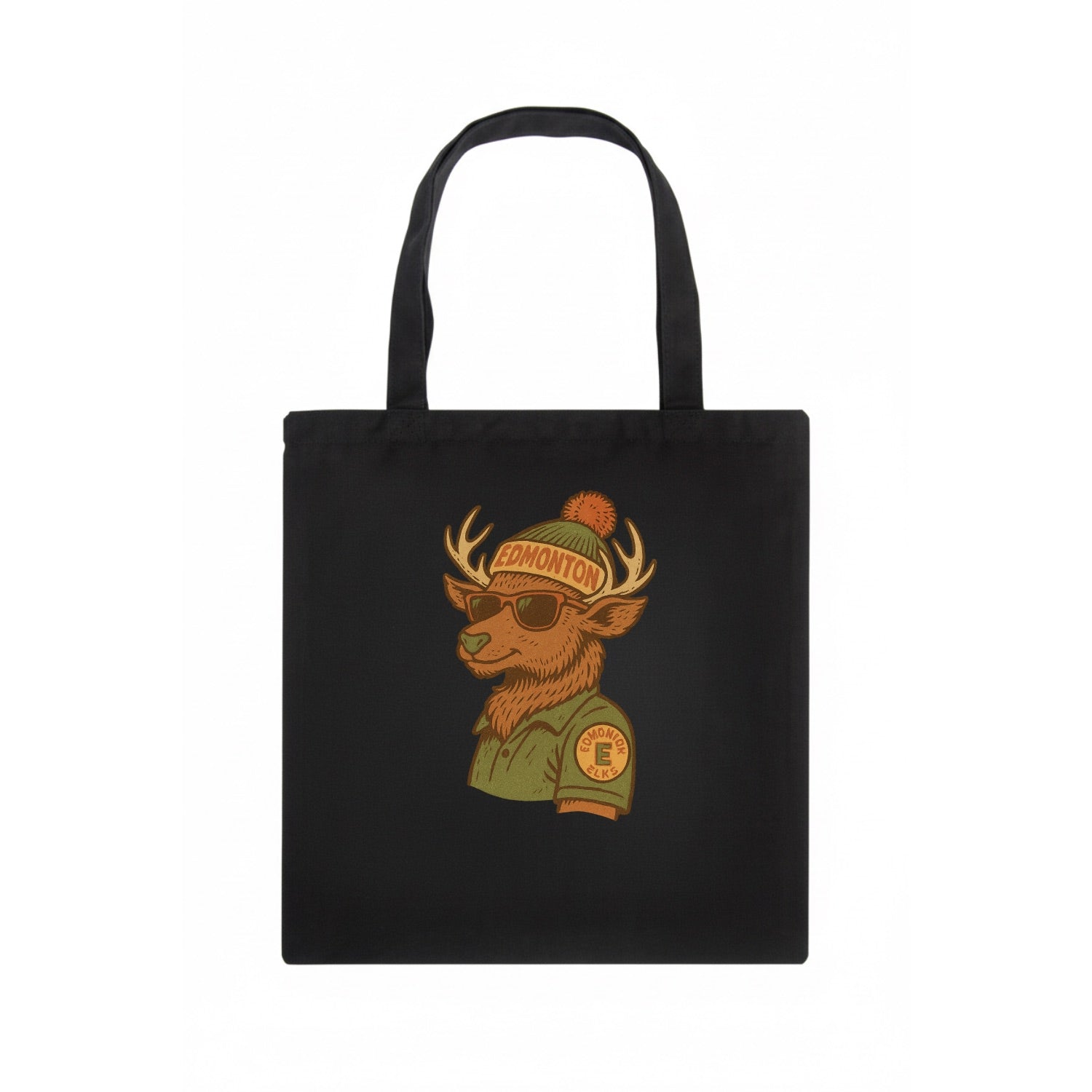 Edmonton Elk wearing Edmonton beanie wit - Tote Bag - dark