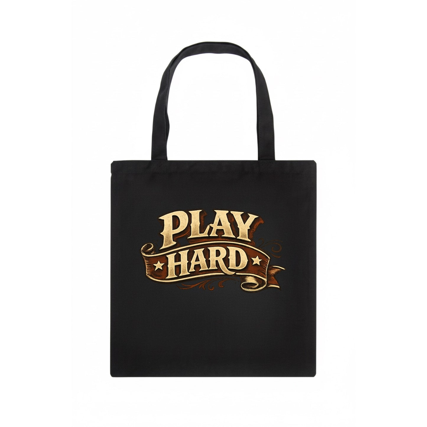 Bold typography design - "PLAY HARD" - giving your all, full effort - Tote Bag - dark