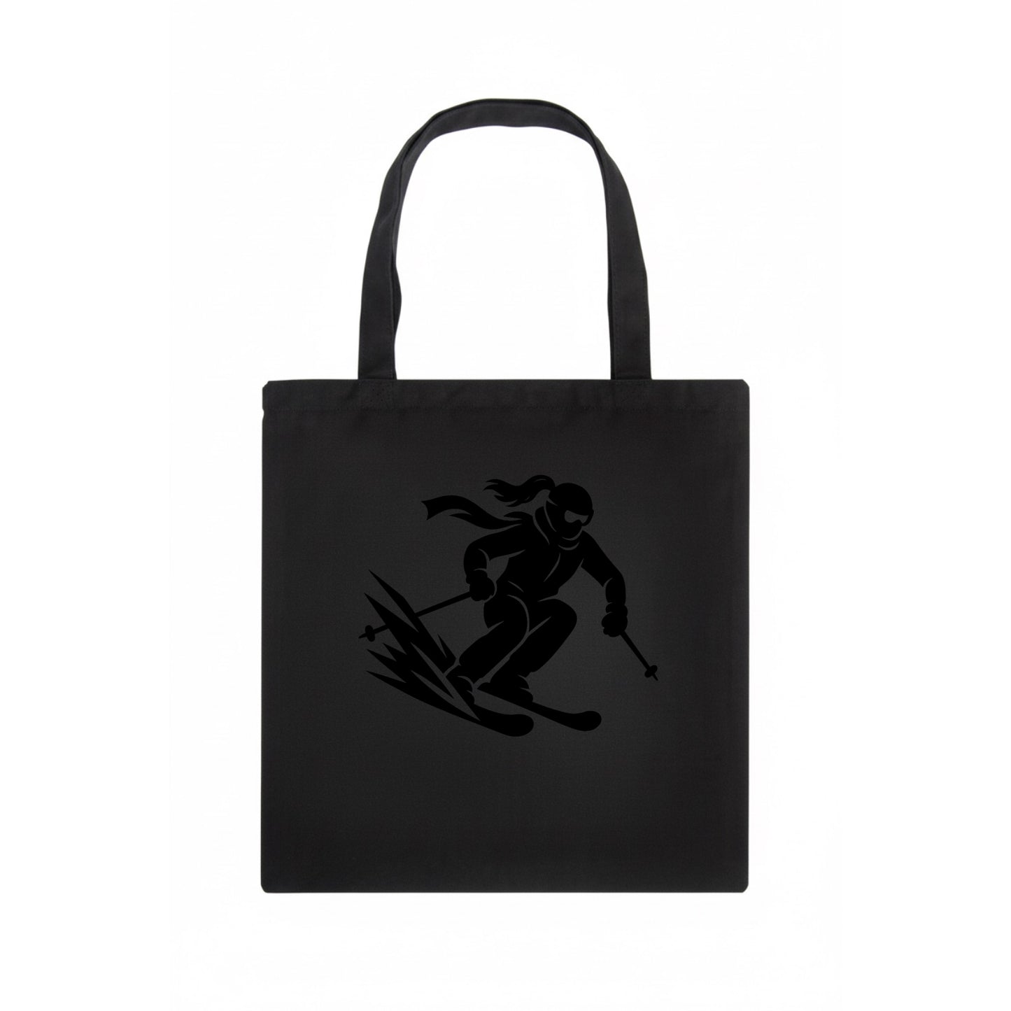 Skier carving down snowy slope - Tote Bag - dark