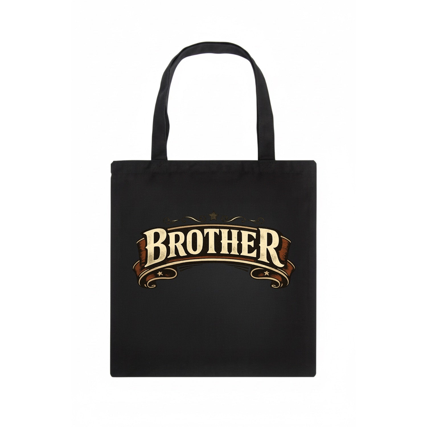 Bold typography design - "BROTHER" - male bond, brotherhood - Tote Bag - dark