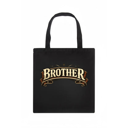 Bold typography design - "BROTHER" - male bond, brotherhood - Tote Bag - dark