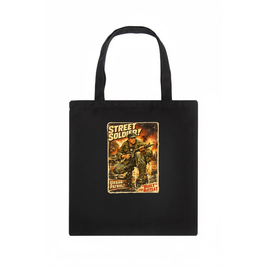 COMBAT READY | Military boots on wet pavement | Street soldier | Urban patrol | Ready - Tote Bag - dark
