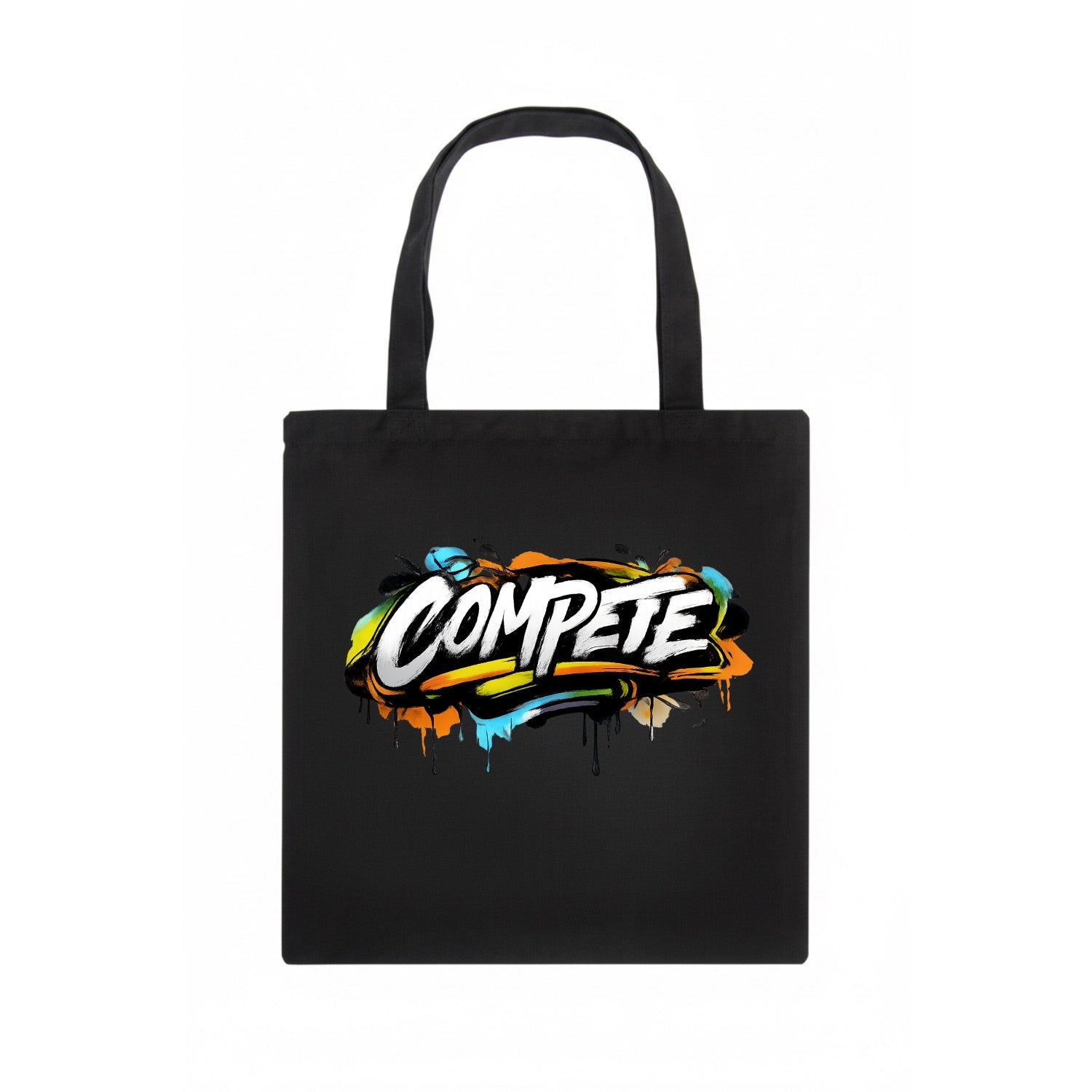 Bold typography design - "COMPETE" - competitive spirit, love the game - Tote Bag - dark