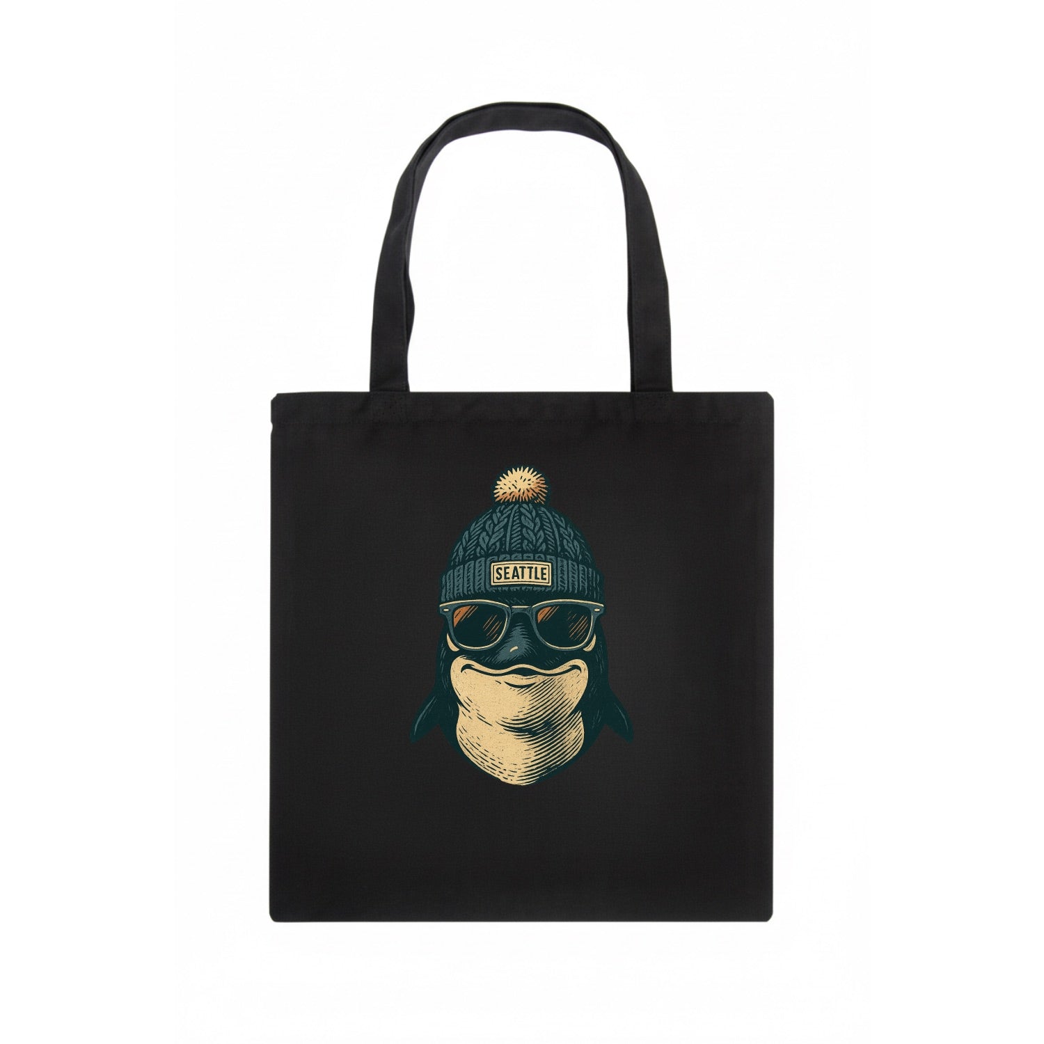 Washington Orca wearing Seattle beanie with pom pom and wayfarer sunglasses - Tote Bag - dark