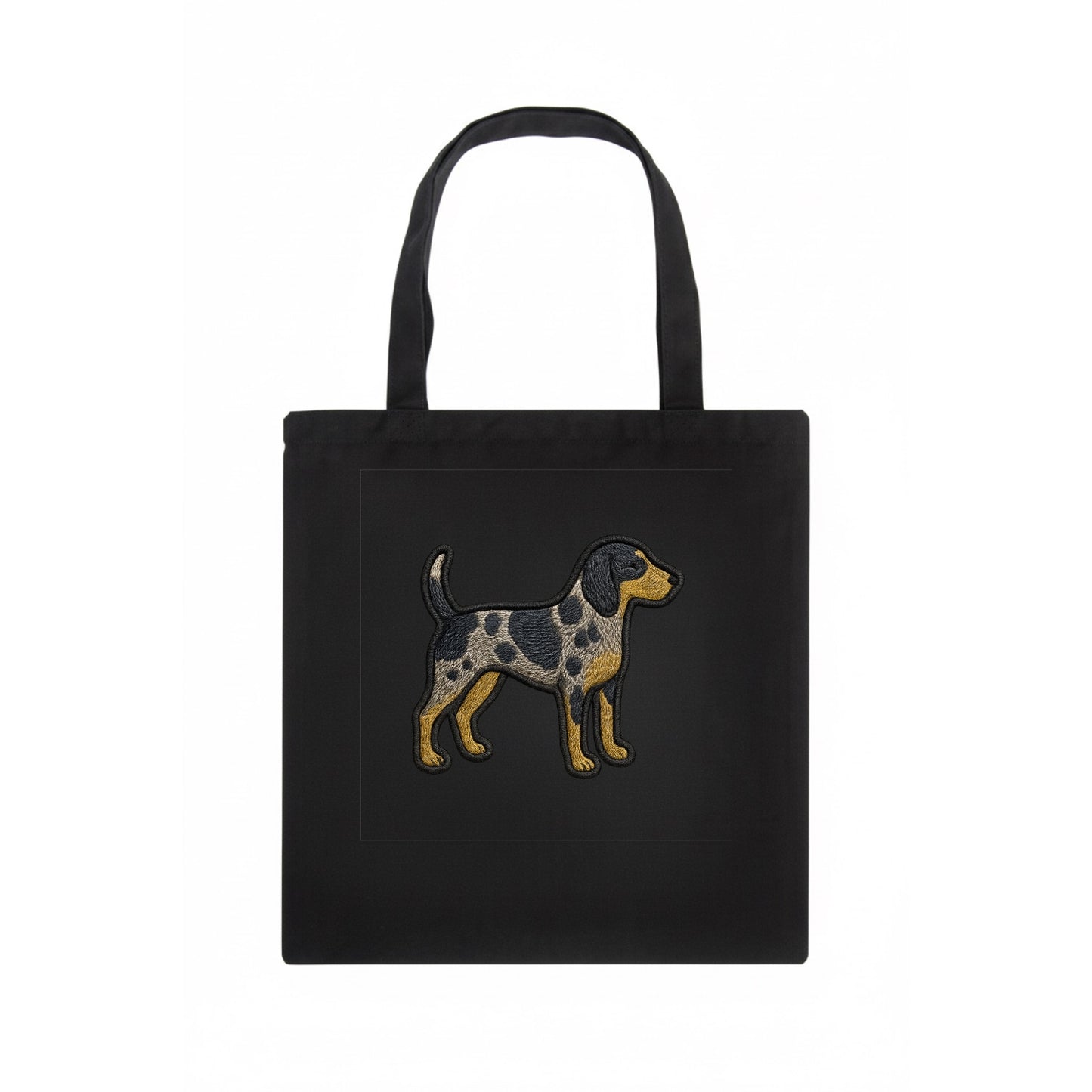 Bluetick Coonhound - Trendy spotted hound logo with prominent black border - Tote Bag - dark