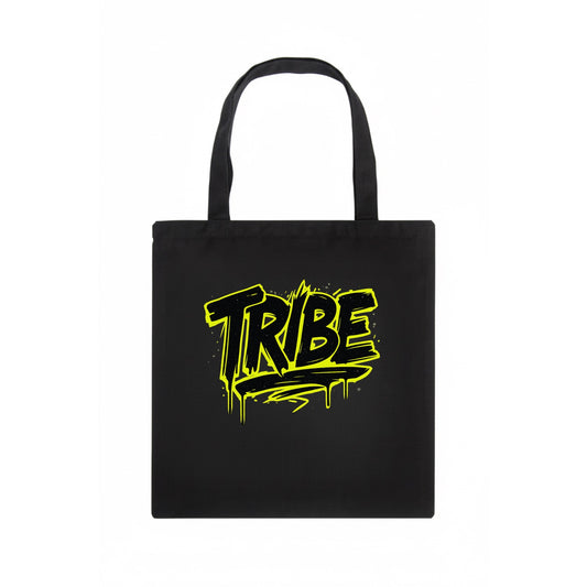 Bold typography design - "TRIBE" - your community, your group - Tote Bag - dark