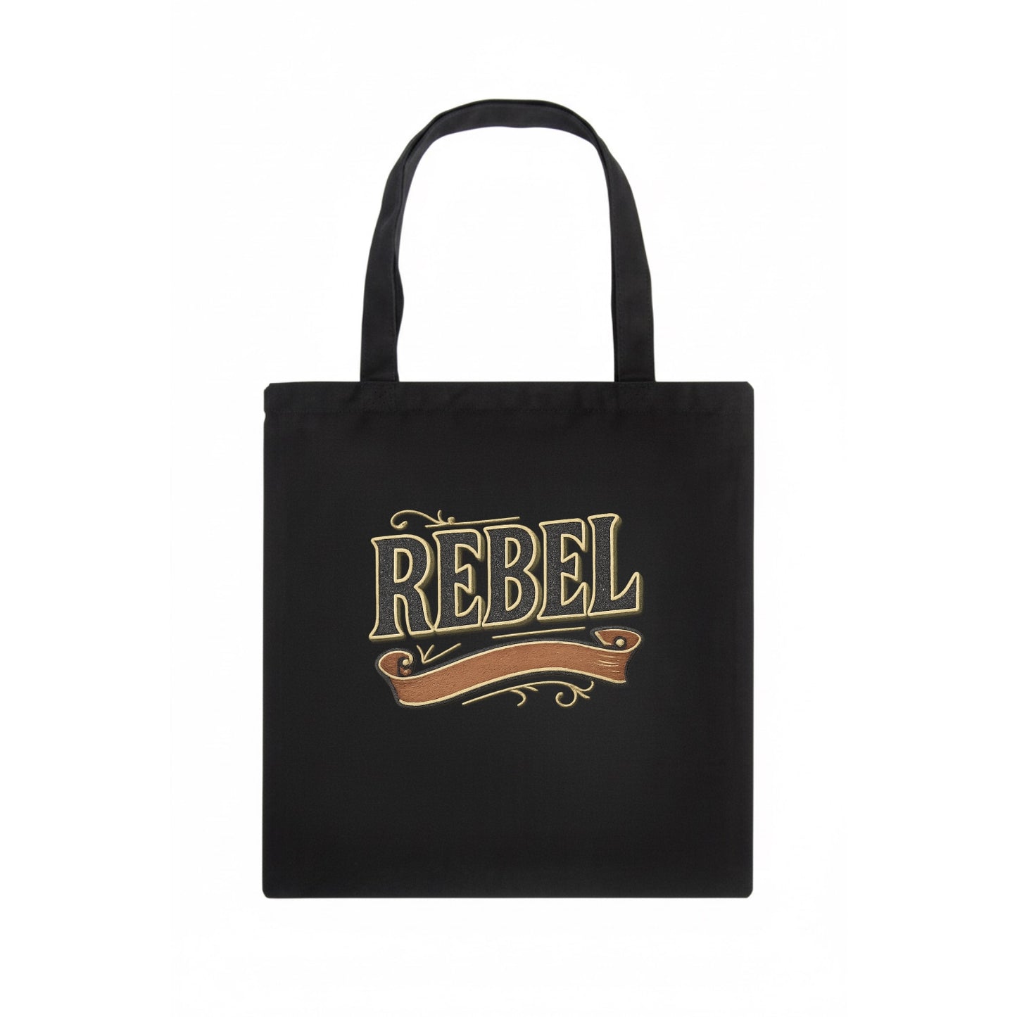Bold typography design - "REBEL" - nonconformist, rule breaker, independent thinker - Tote Bag - dark