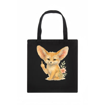 tiny fennec fox with oversized ears, one small paw raised in sass - Tote Bag - dark