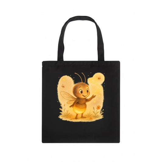 Firefly choreographer arranging synchronized light patterns over a meadow stage - Tote Bag - dark