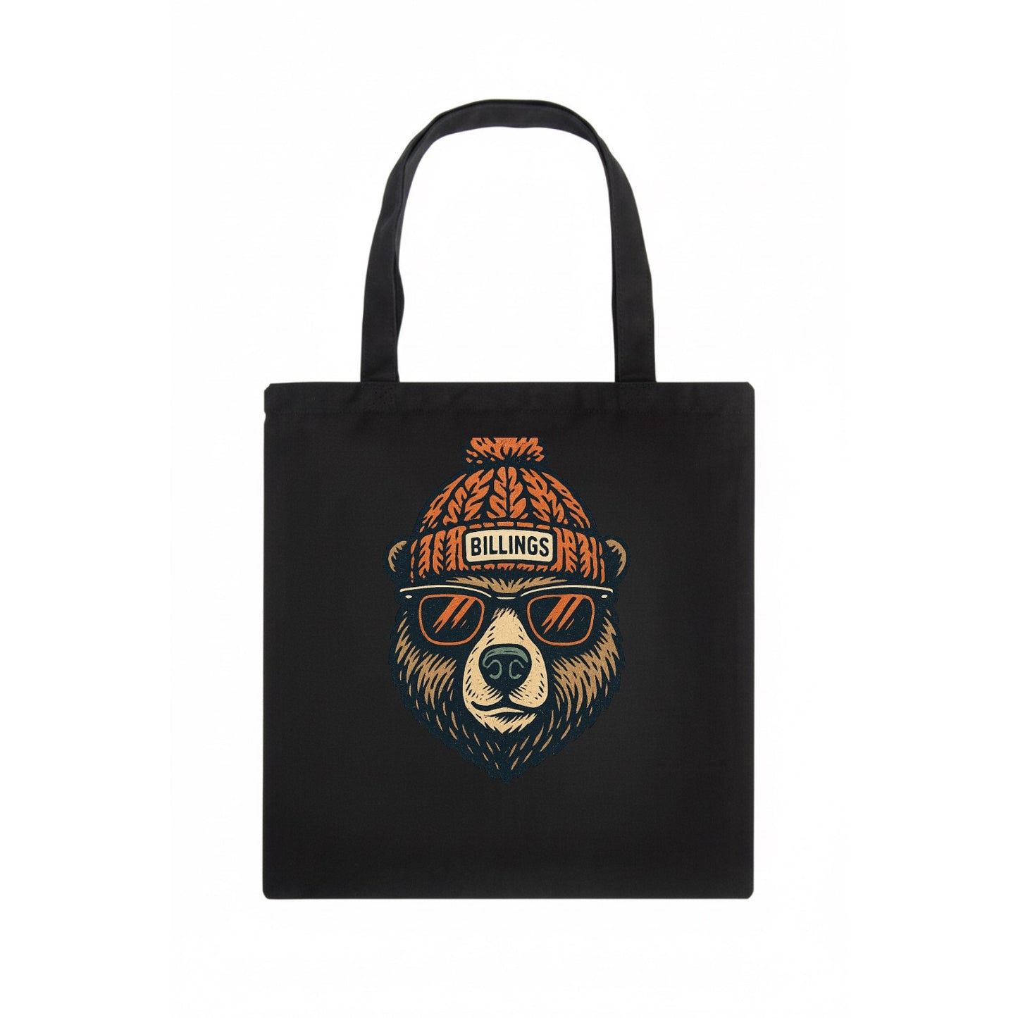 Montana Grizzly Bear wearing Billings beanie with pom pom and wayfarer sunglasses - Tote Bag - dark