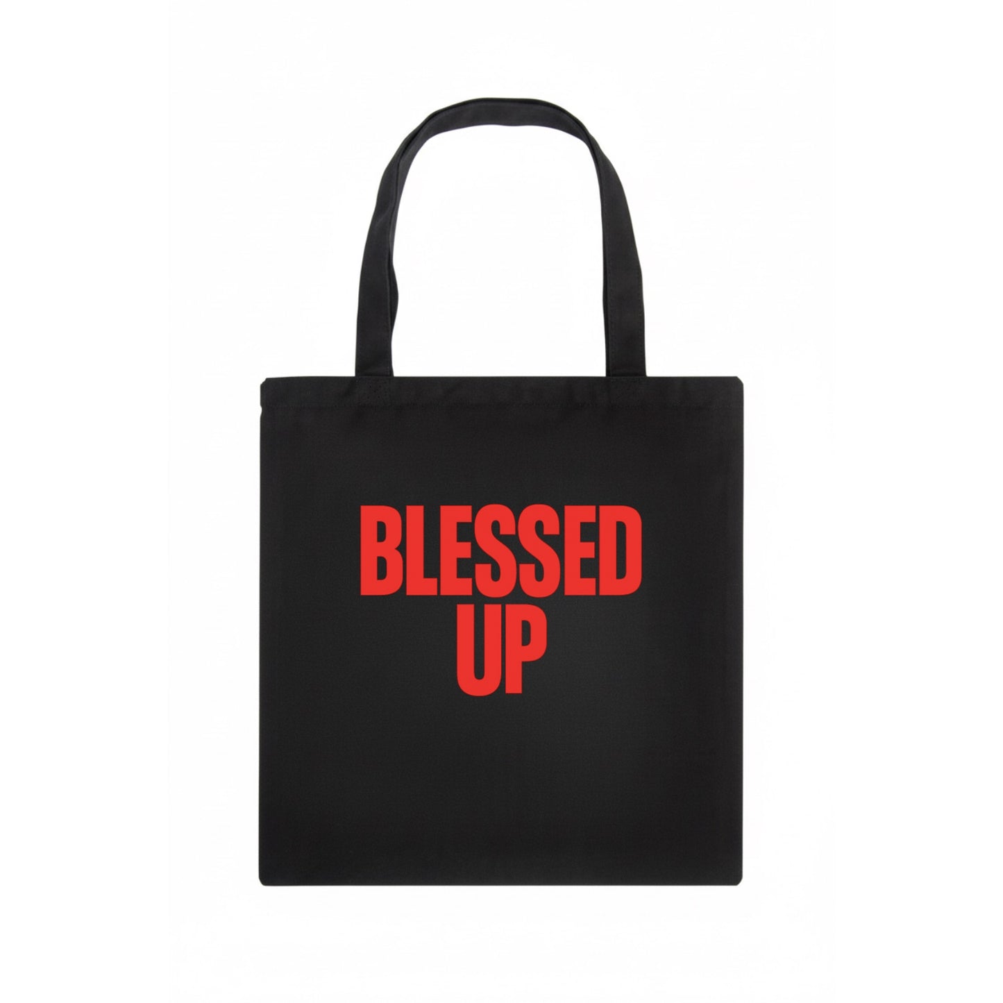 Bold typography design - "BLESSED UP" - recognizing fortune - Tote Bag - dark